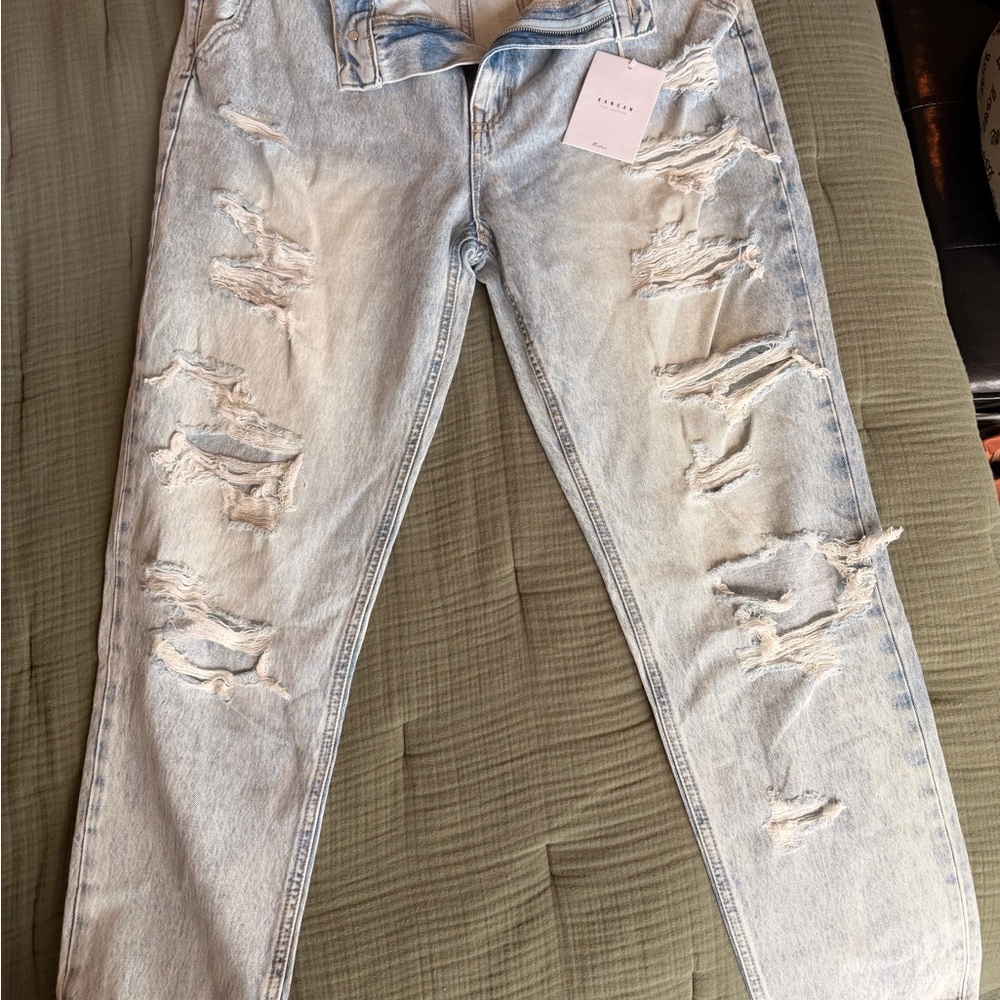 KanCan Ripped Light Blue Straight Leg Jeans
